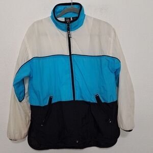 USA Olympics JCPenney Vintage Multicolor Retro Sporty Windbreaker Jacket Size SP